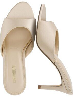 Women's Champagne Pointed Heel Sandal Open Toe Heeled Mule with Cushioned Memory